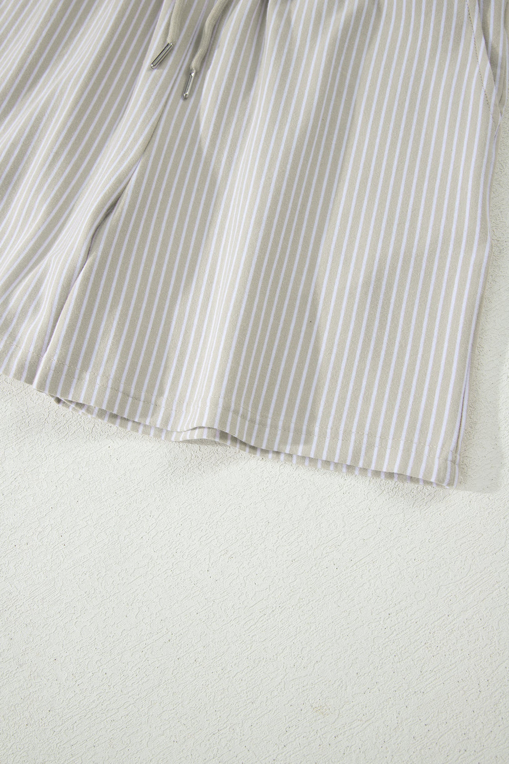 Stripe Dolman Sleeve Polo Shirt & Drawstring Shorts Set