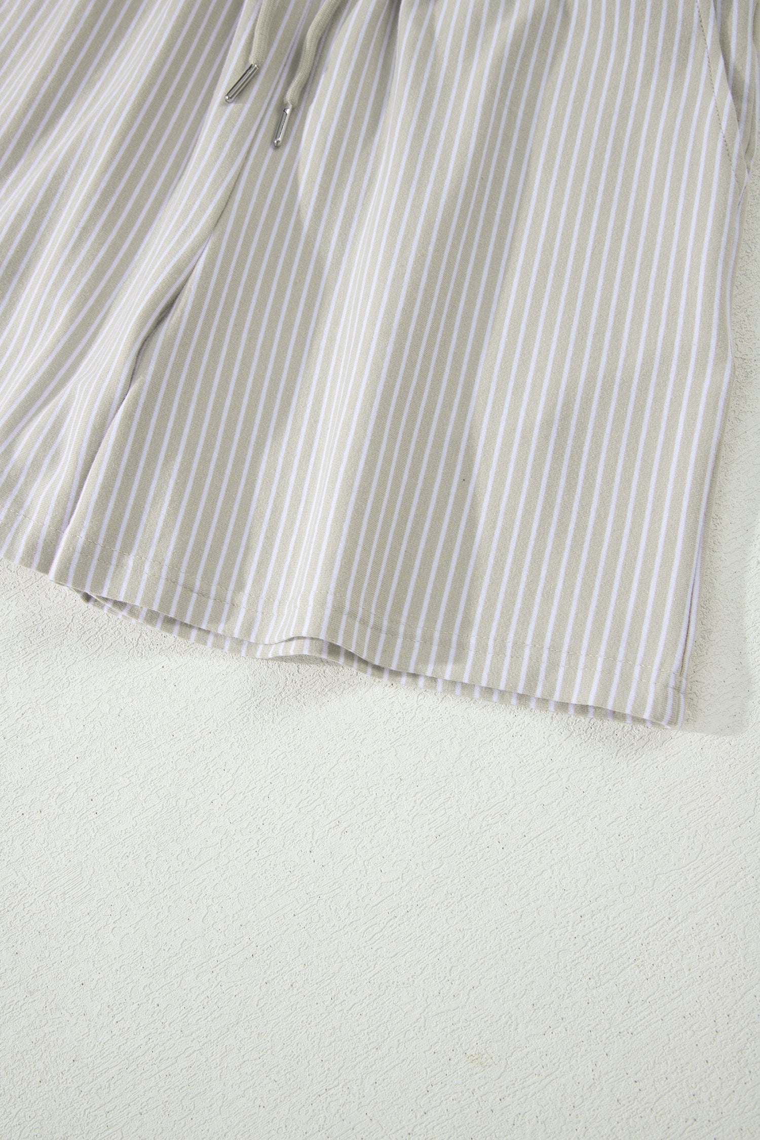 Stripe Dolman Sleeve Polo Shirt & Drawstring Shorts Set