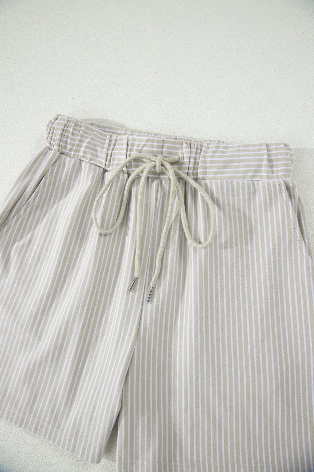 Stripe Dolman Sleeve Polo Shirt & Drawstring Shorts Set