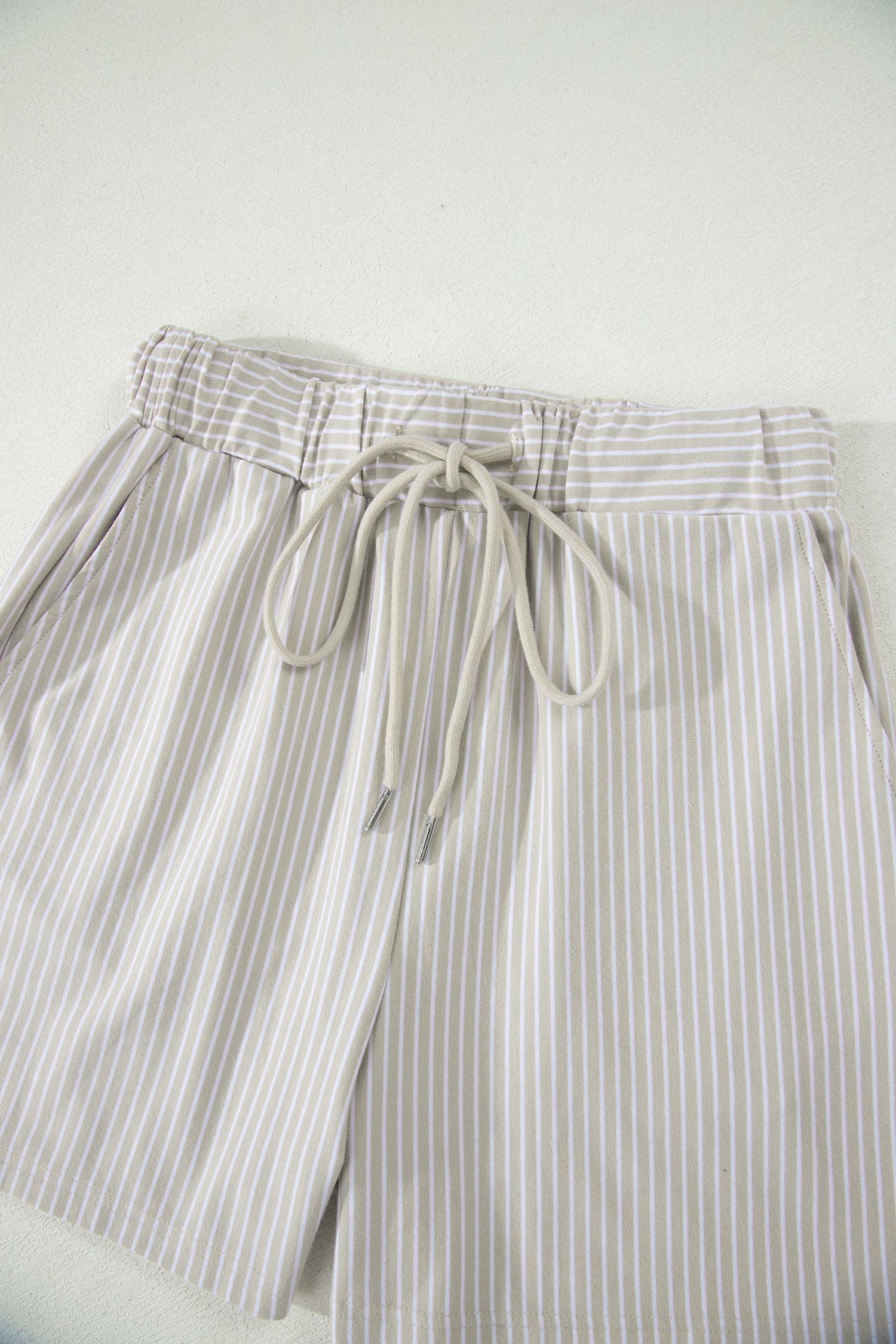 Stripe Dolman Sleeve Polo Shirt & Drawstring Shorts Set