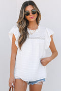 Alondra Lace Flutter Sleeve Eyelets Blouse