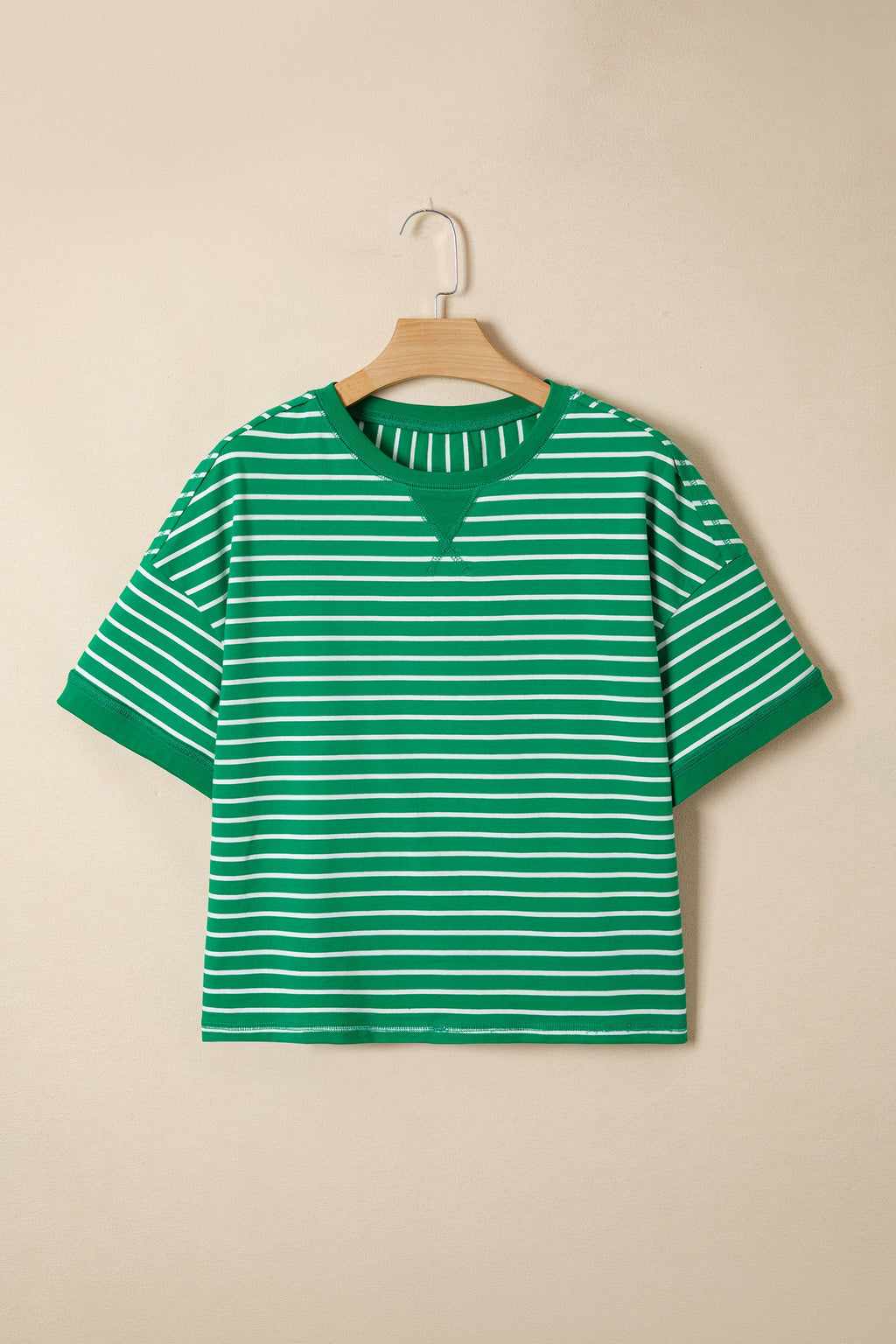 Stripe Ribbed Patchwork Short Sleeve Tee