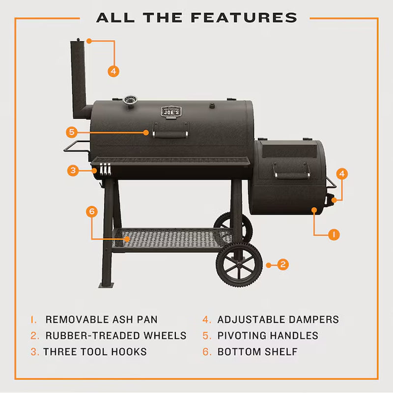 Highland 879-Sq. in Black Horizontal Charcoal Smoker