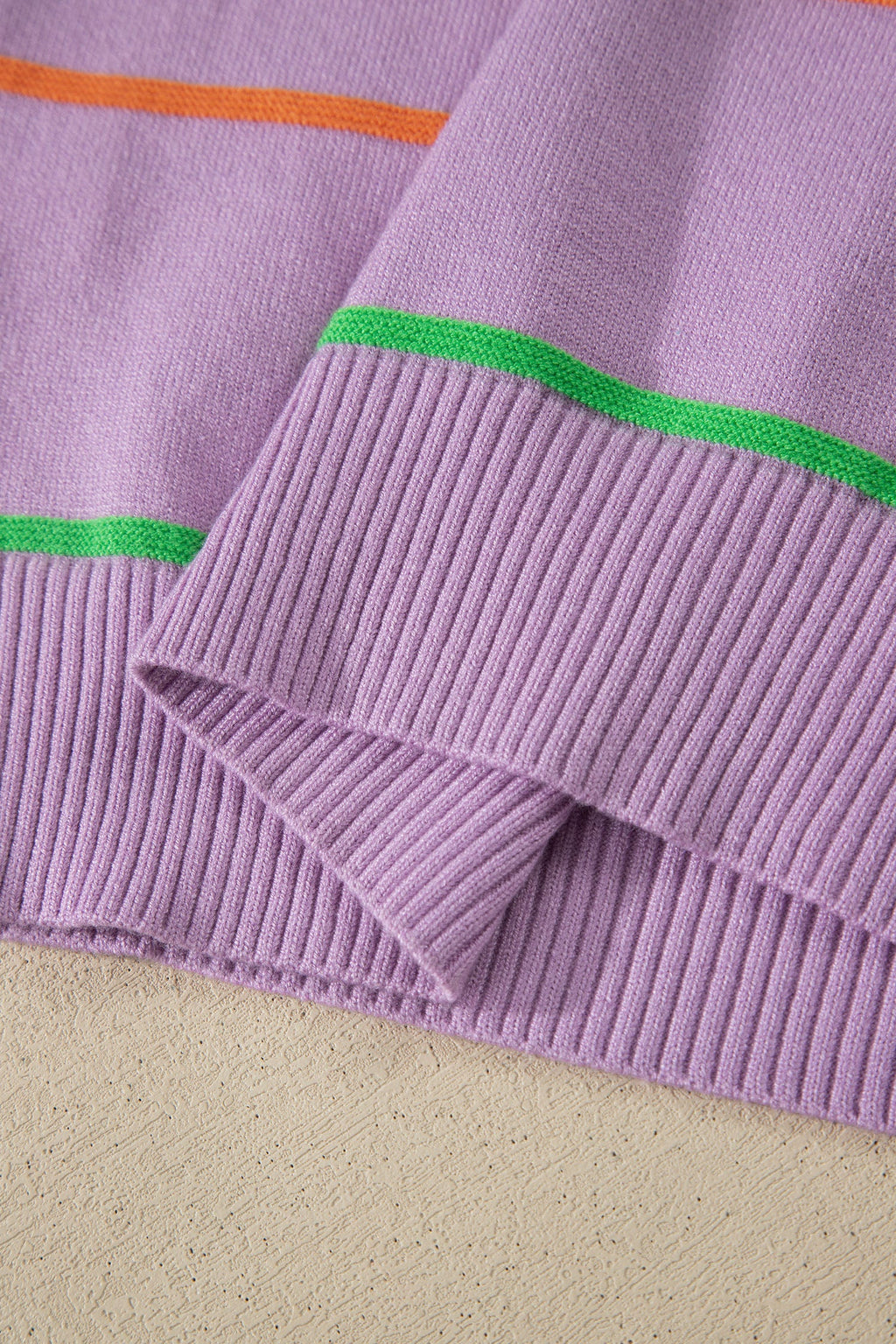 Stripe Ribbed Trim Sleeveless Sweater Knit Tank