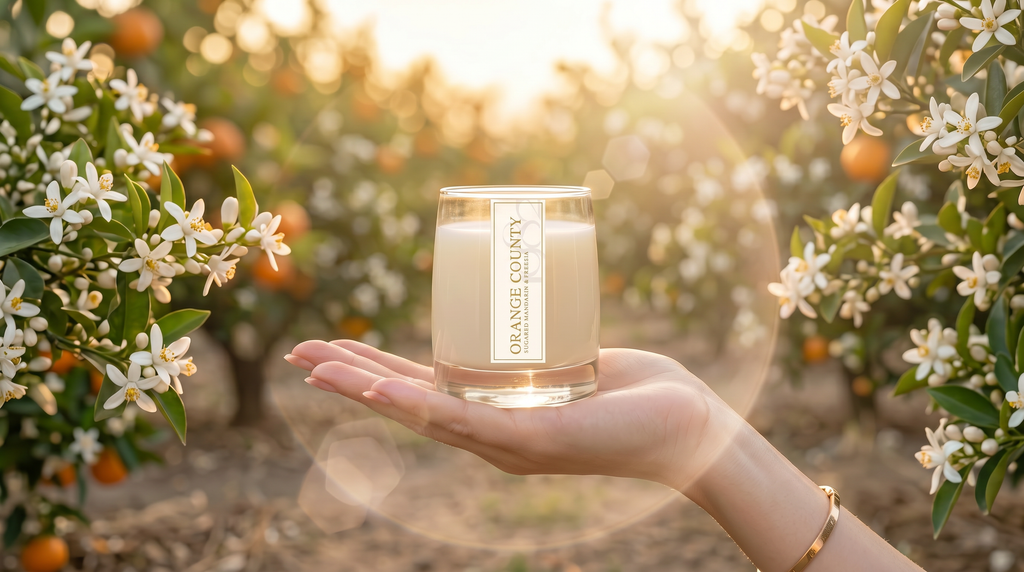 Orange County (14 oz Double Wick) - Notes: Mandarin Oranges, Peaches, Strawberries, Citron & Sugar, Freesia