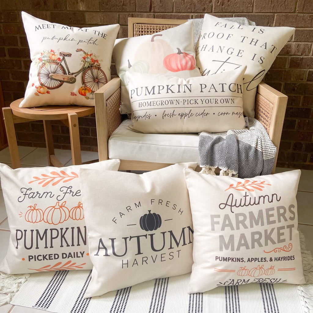 Autumn Farmers Market Pillow Cover 18x18 inch