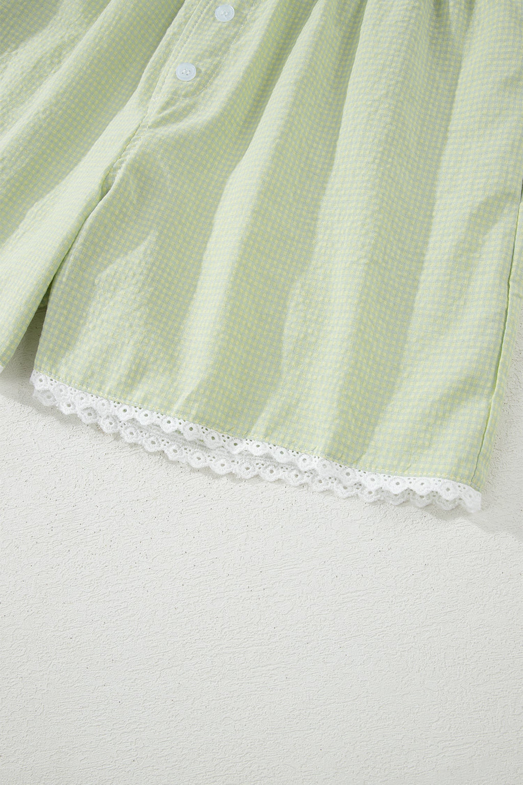 Gingham Plaid Button Lace Trim Boxer Shorts