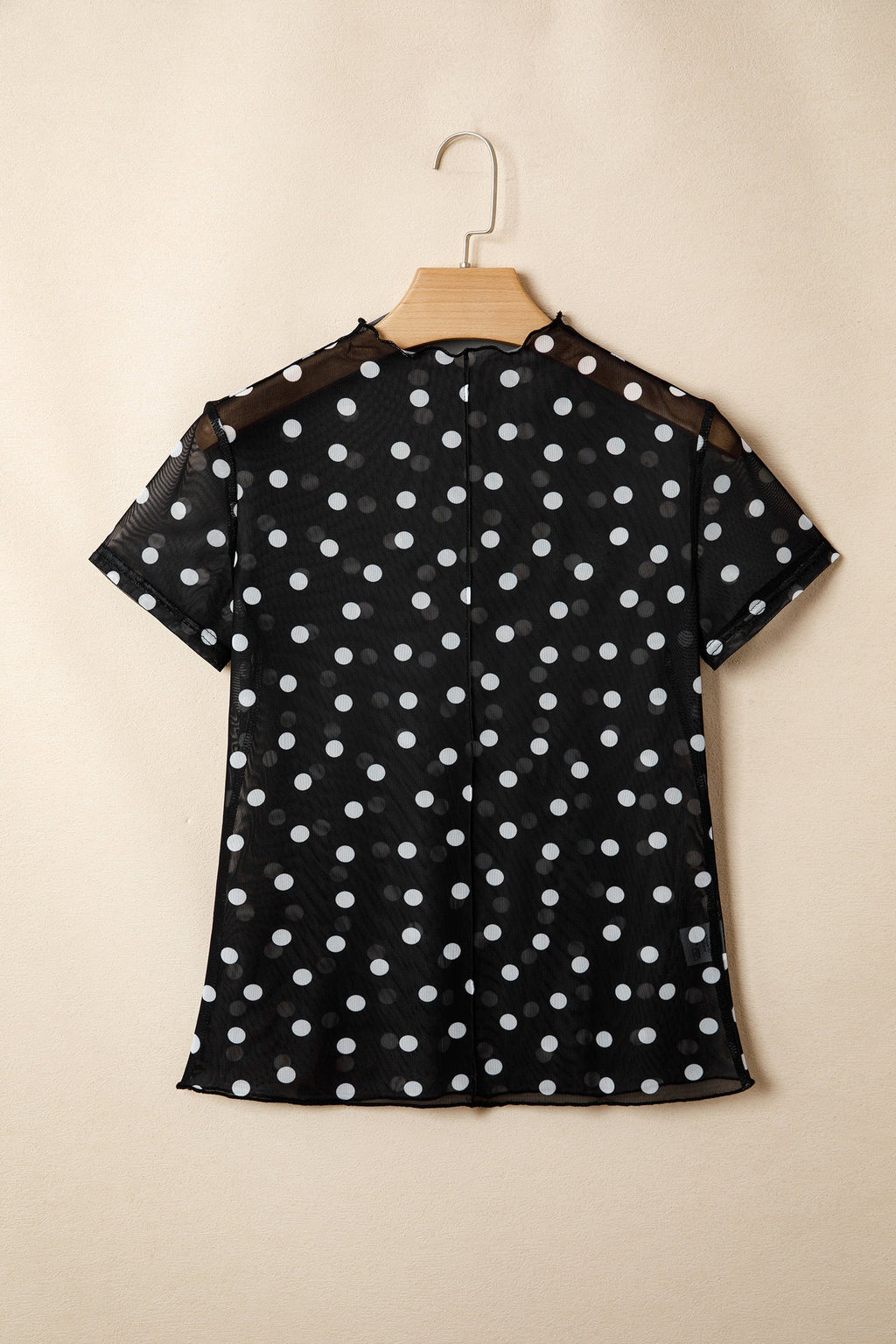 Polka Dot Sheer Mesh High Neck Tee