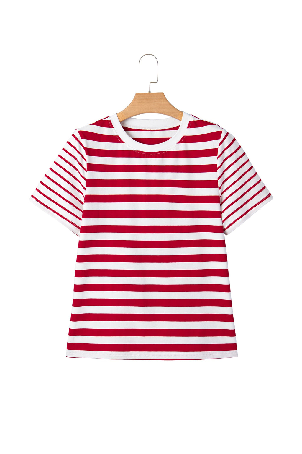 Stripe Patchwork Round Neck Short Sleeve T-Shirt