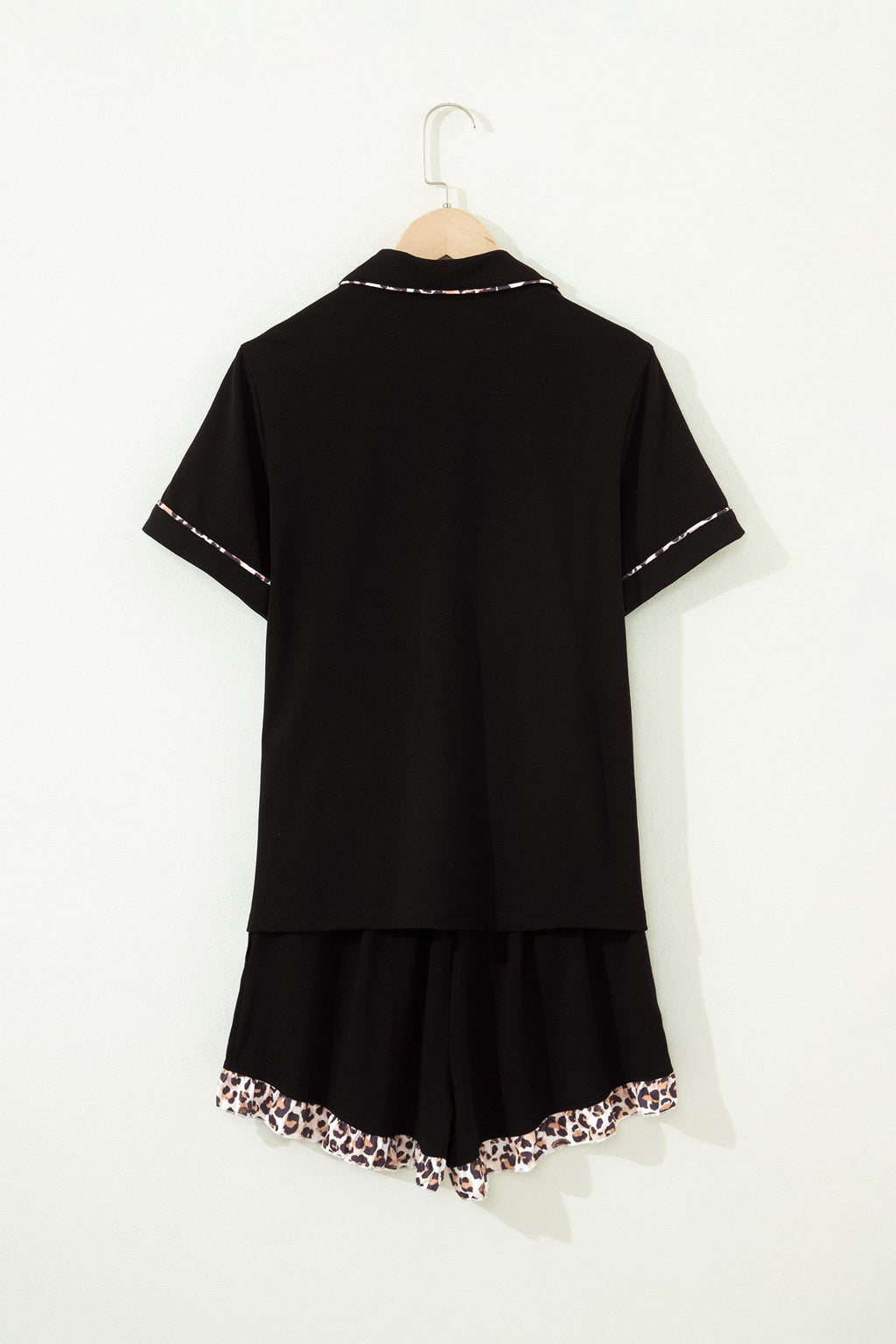 Leopard Patchwork Top & Shorts Pajama Set