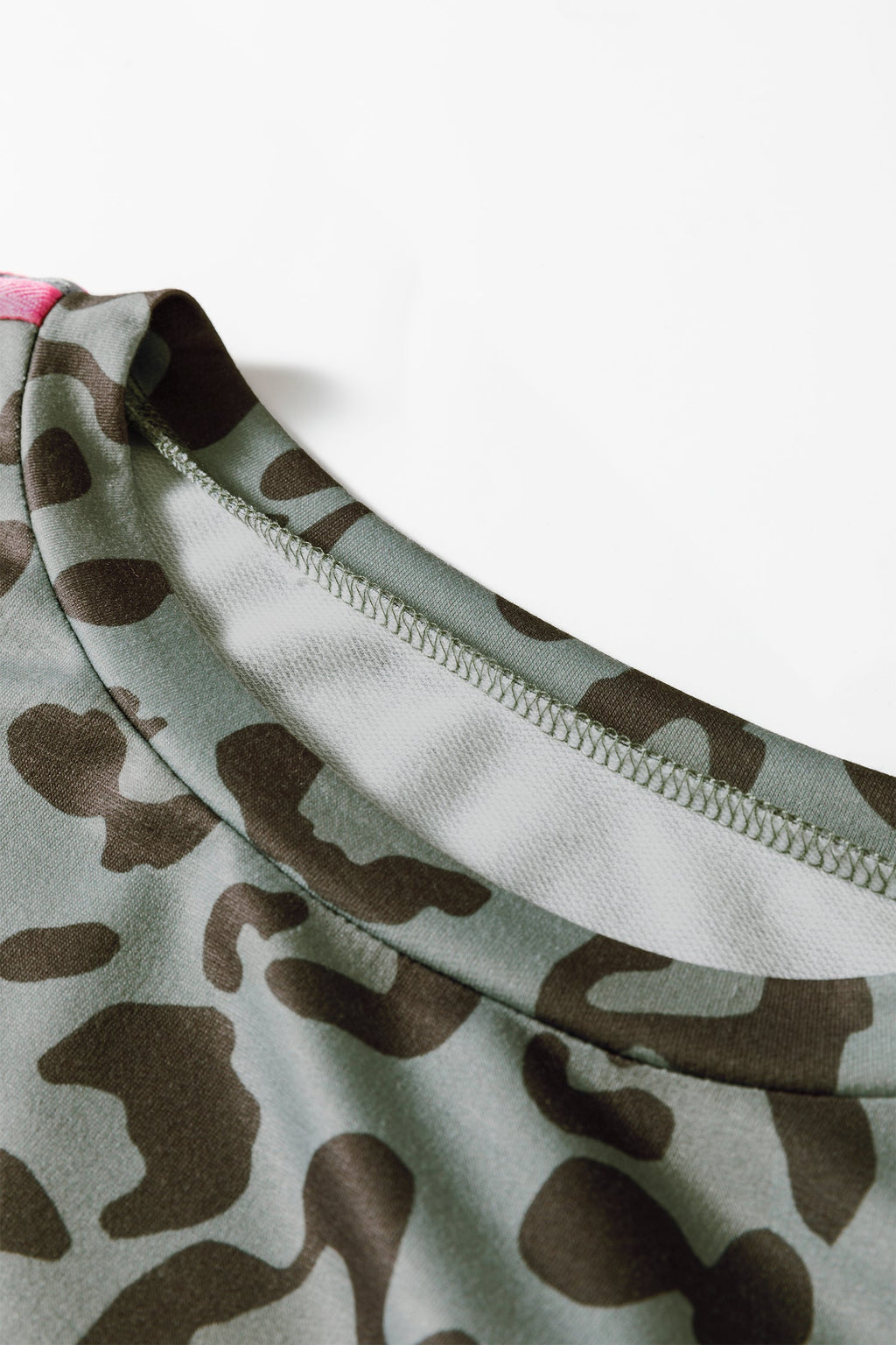 Leopard Varsity Stripe Trim Long Sleeve Top