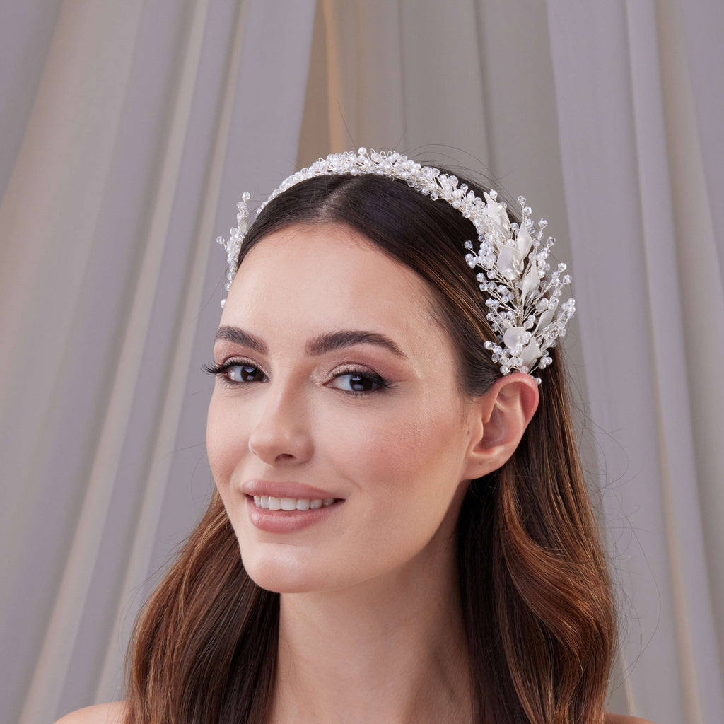 Resin and Crystal Beaded Bridal Hair Band