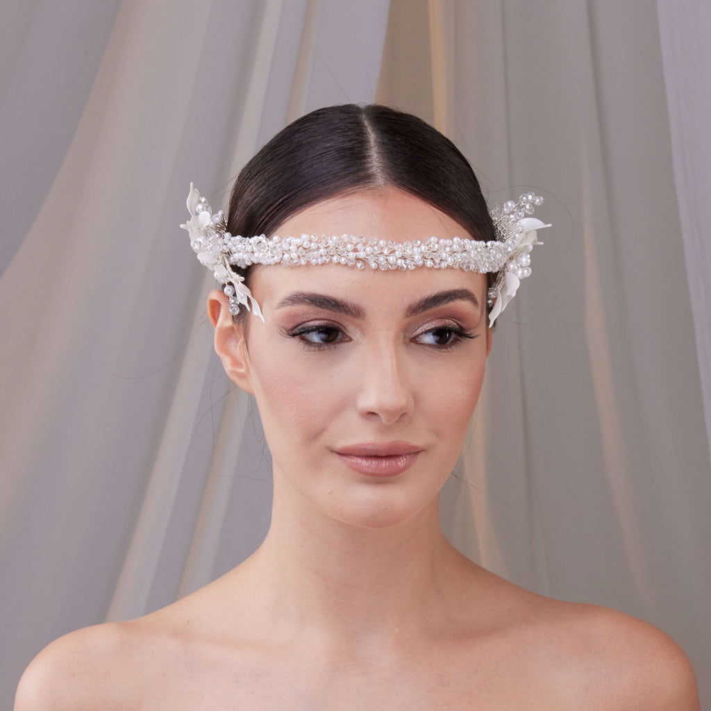 Bridal Resin Flower and Crystal Halo