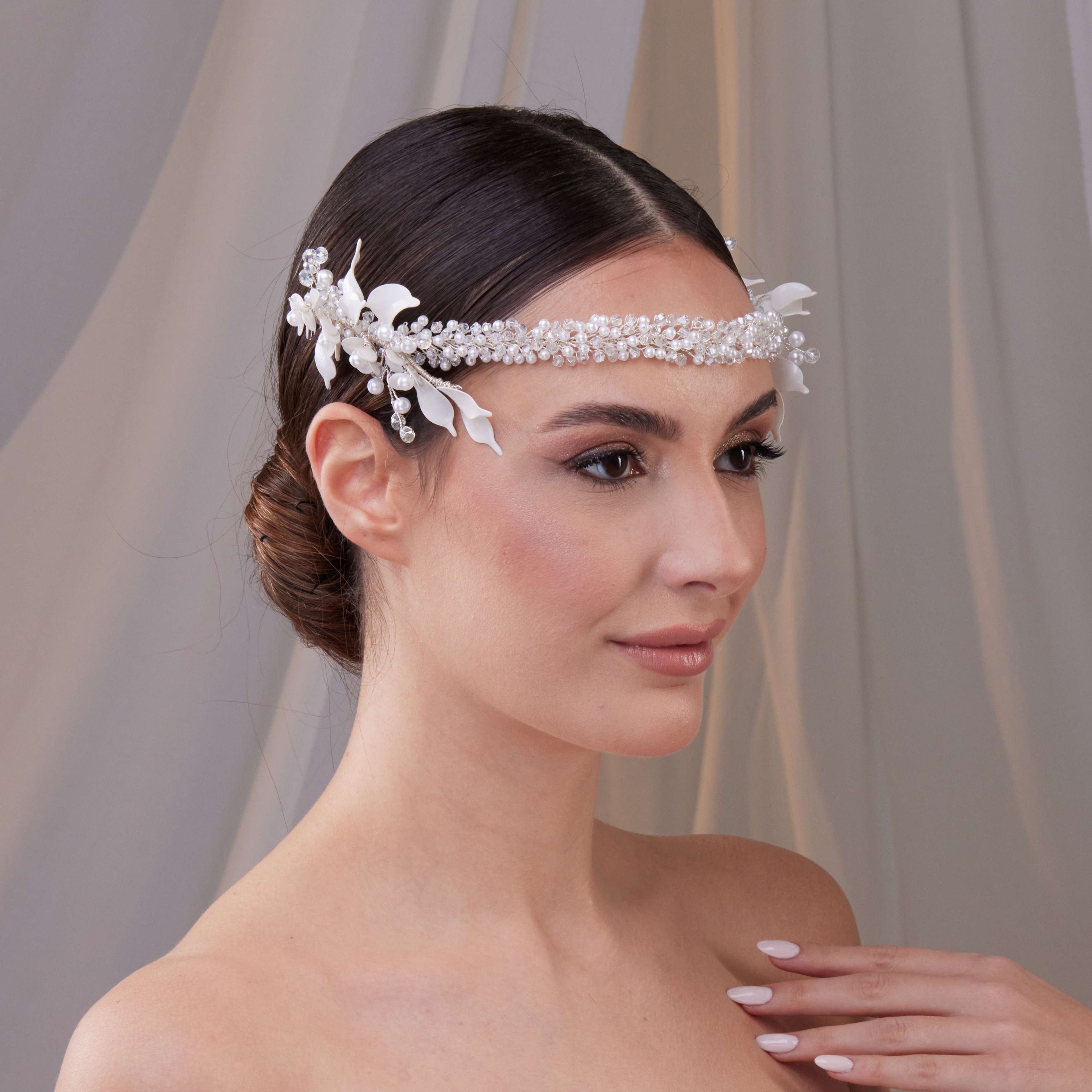 Bridal Resin Flower and Crystal Halo