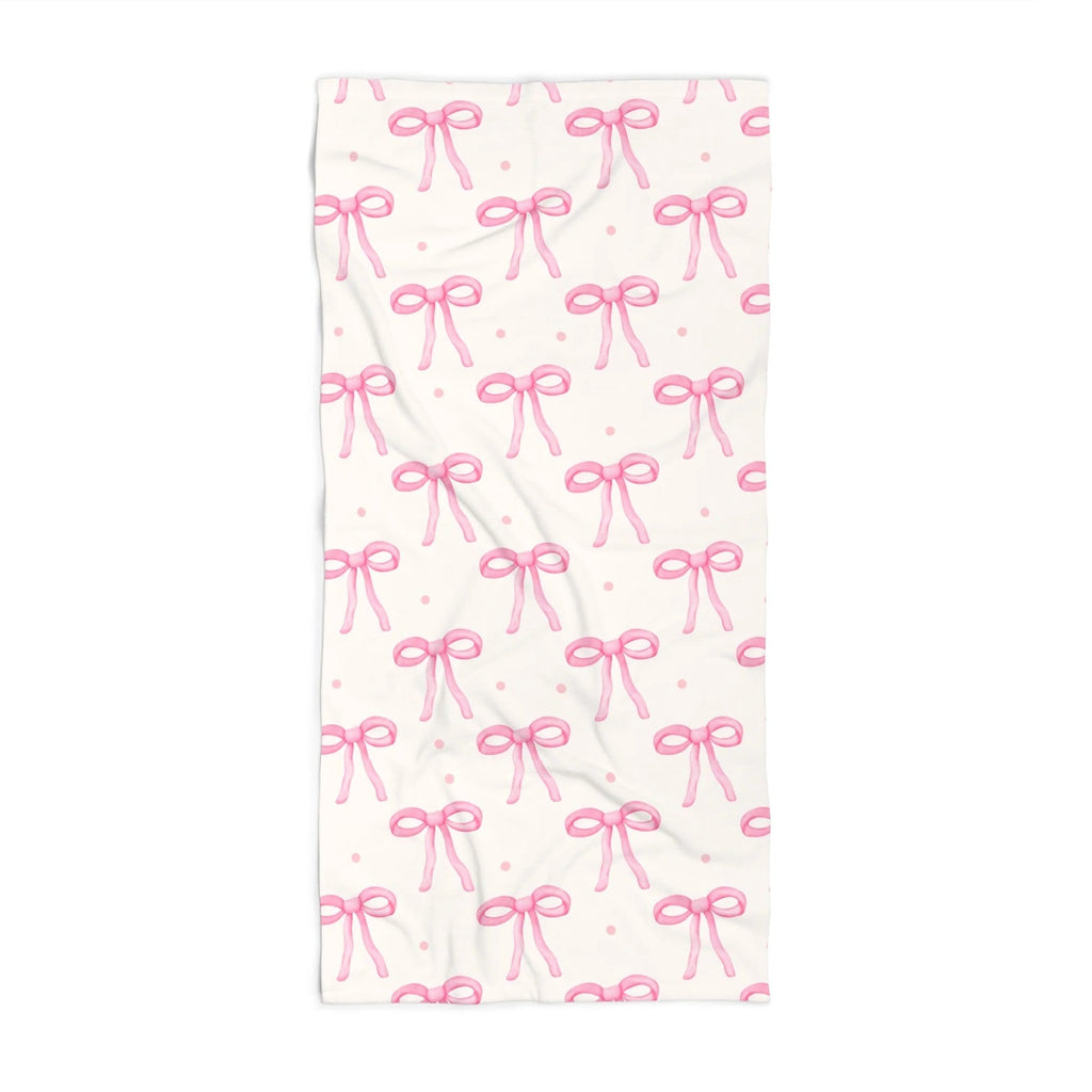 Customizable: Cute Pink Bow Beach Towel, Summer Towel, Pool Accessory, Gift for Her, Beach Accessories, Vacation Essentials