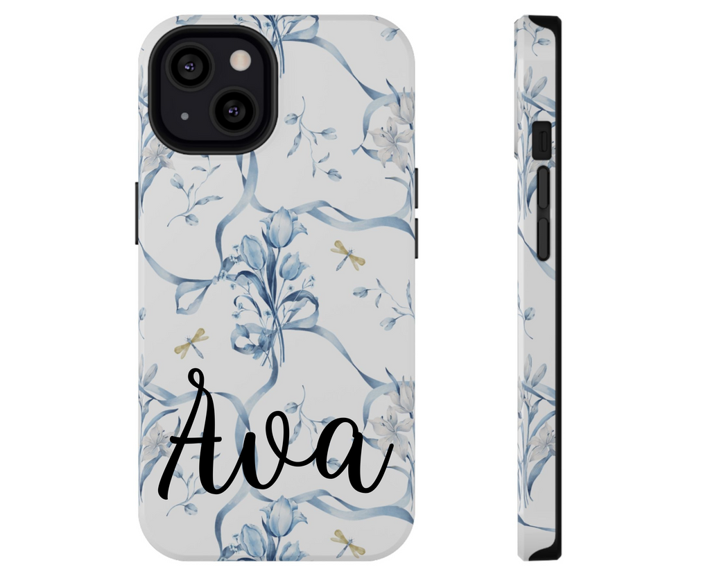 Customizable: Blue Floral-Inspired Phone Case