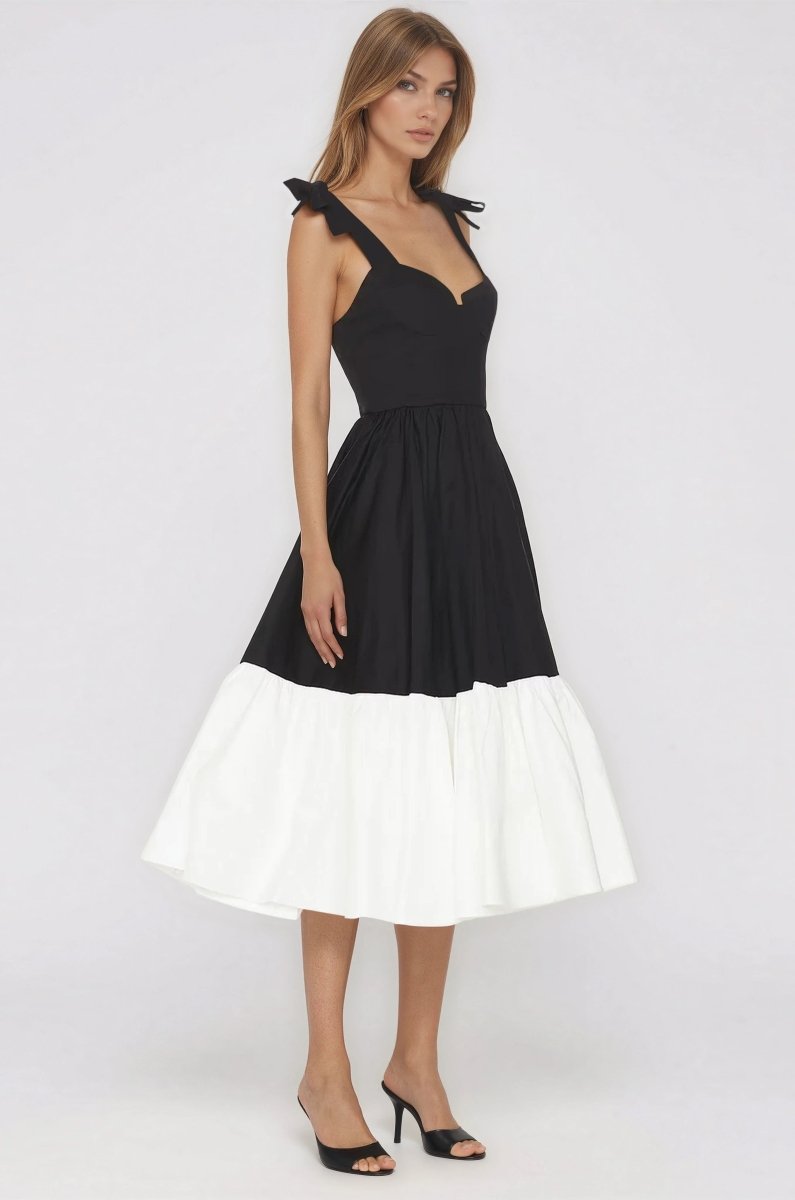 Catalina Midi Dress – Black/Beige