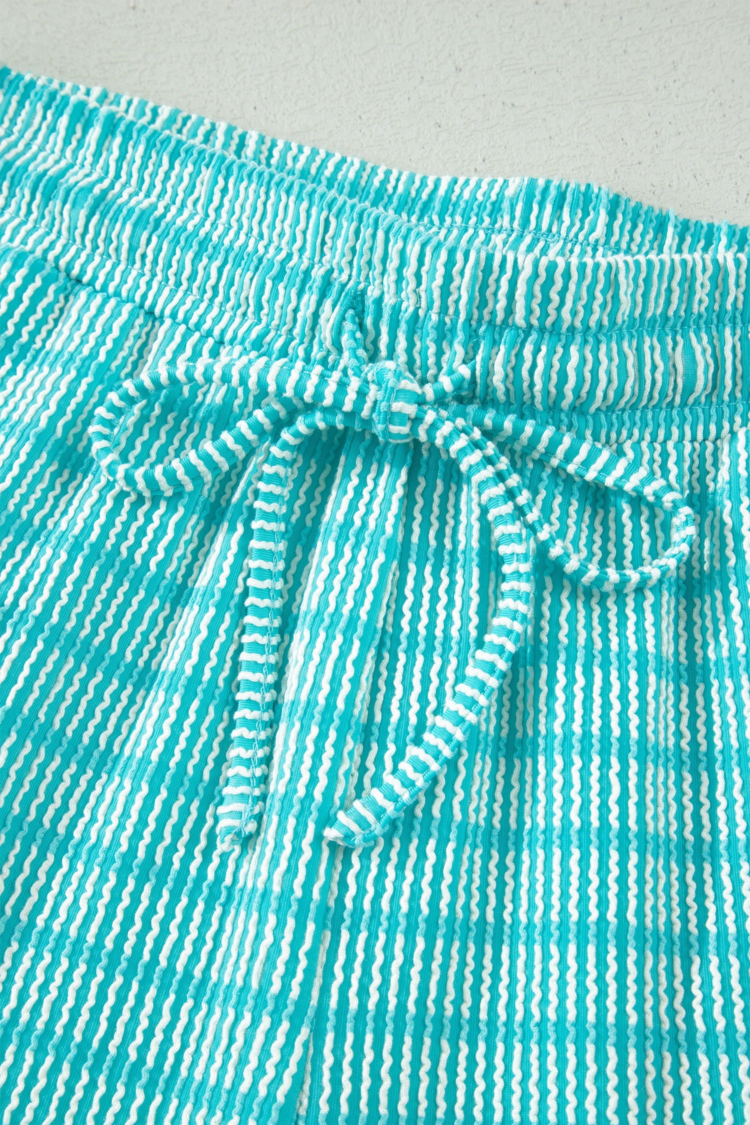 Stripe Ribbed Loose Tee & Drawstring Short Set