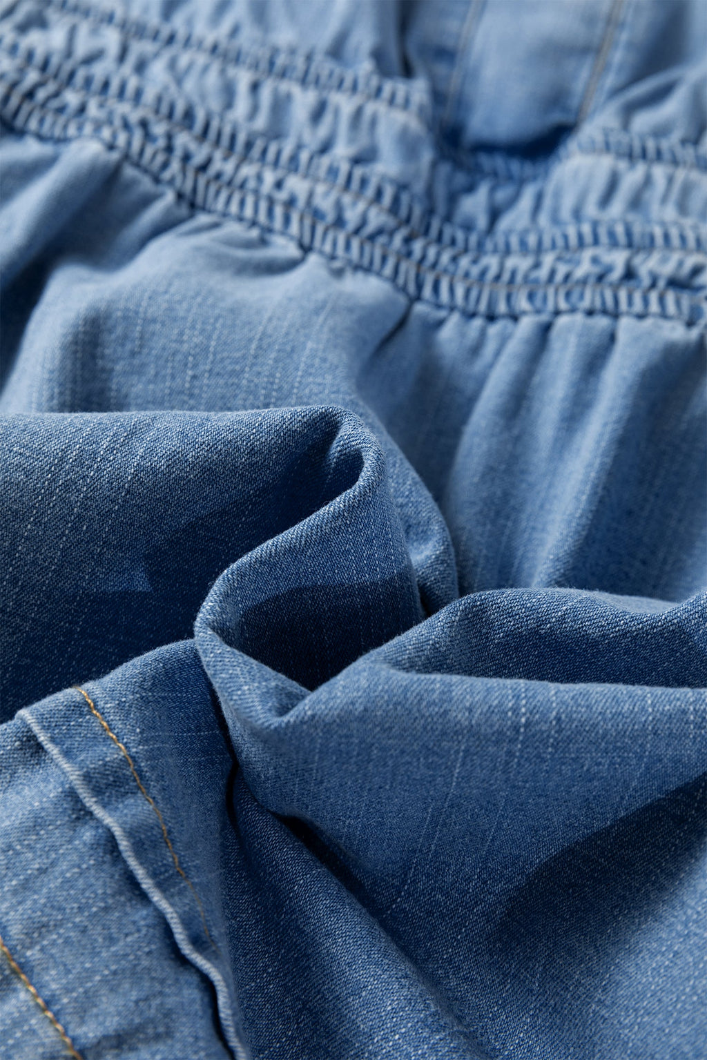 Denim Elastic Waist Short Sleeve Mini Dress
