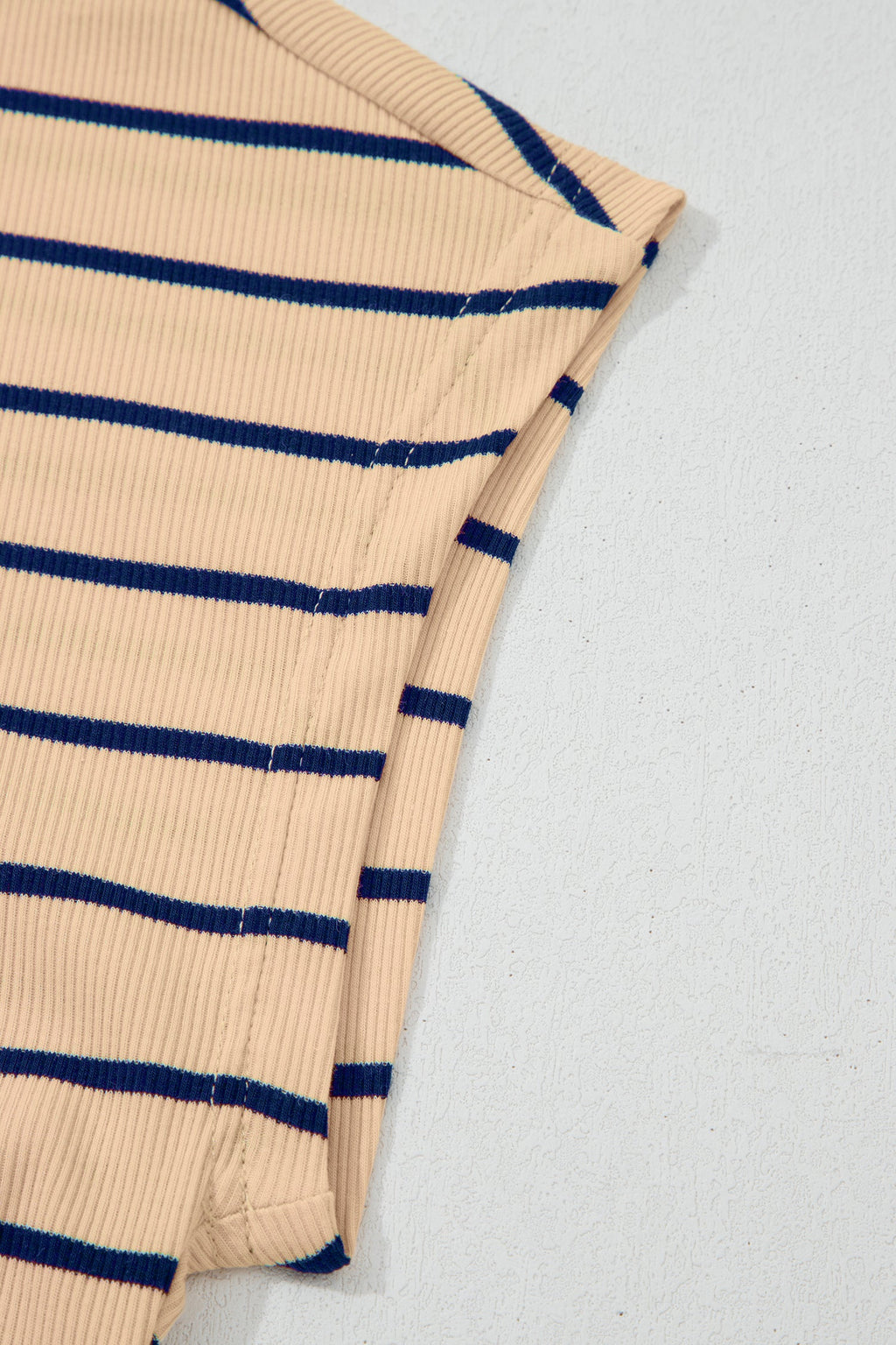 Stripe Mock Neck Short Sleeve Loose Top