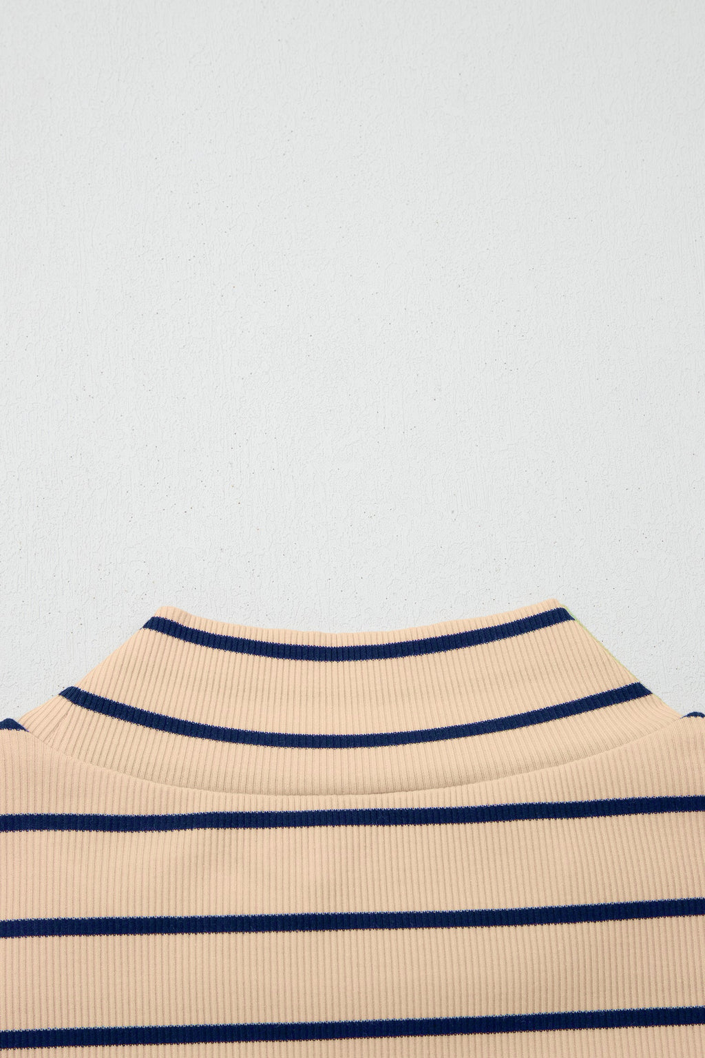 Stripe Mock Neck Short Sleeve Loose Top