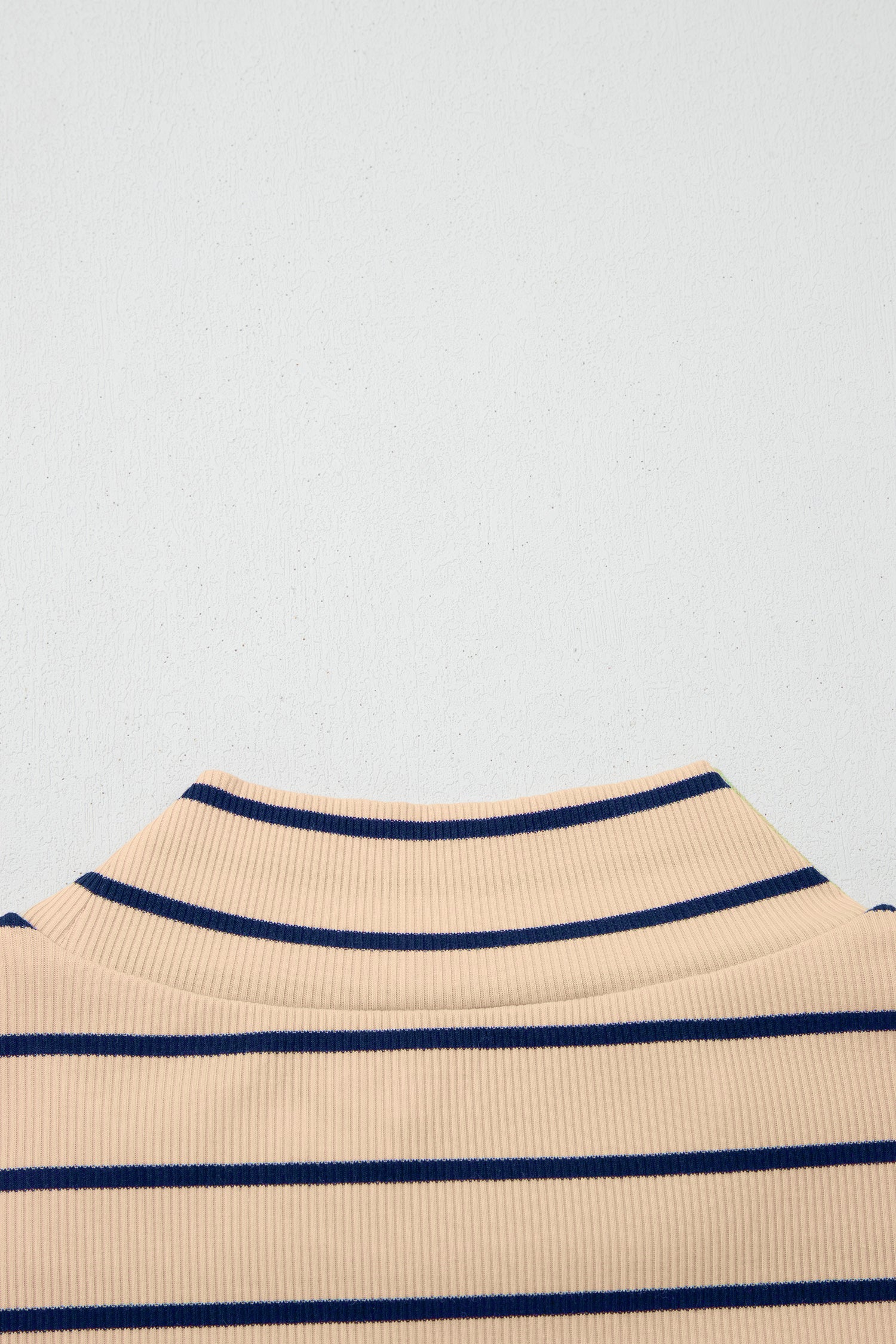 Stripe Mock Neck Short Sleeve Loose Top
