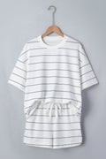 Stripe Short Sleeve Tee & Drawstring Shorts Set