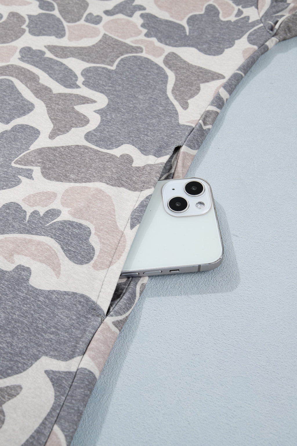 Camo Short Sleeve Drop Shoulder Side Slit Dress