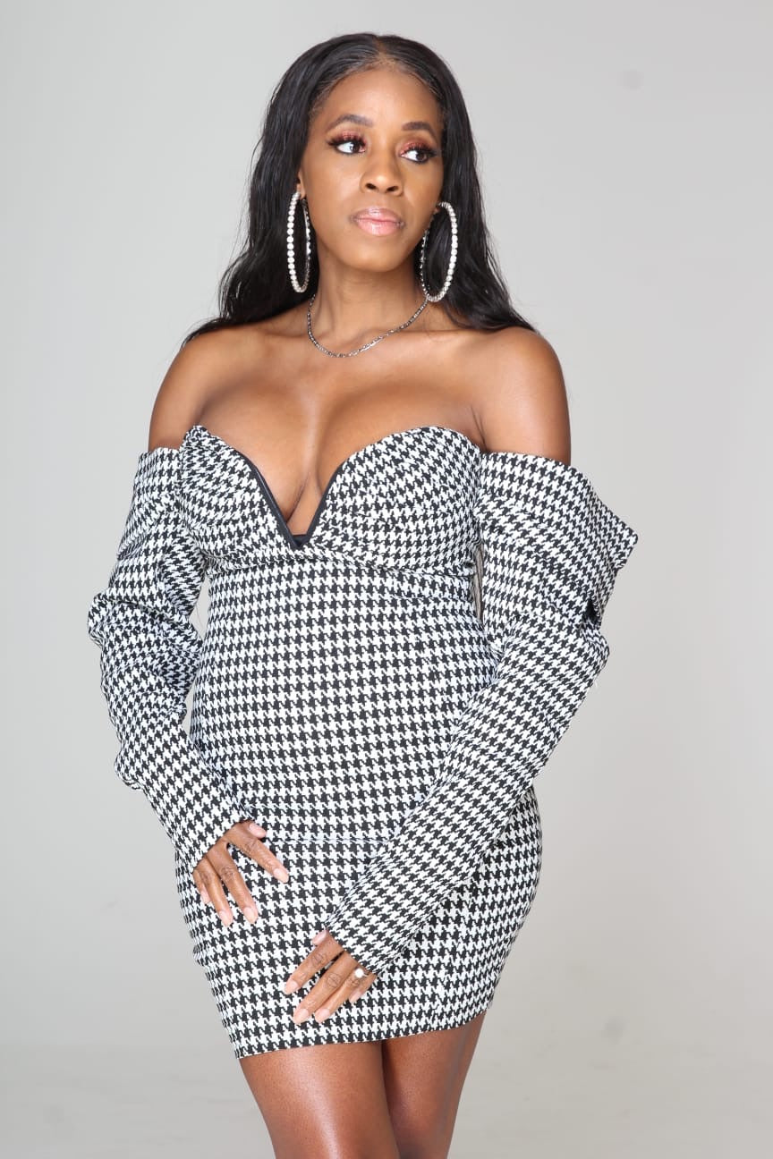 Privilege Houndstooth Dress