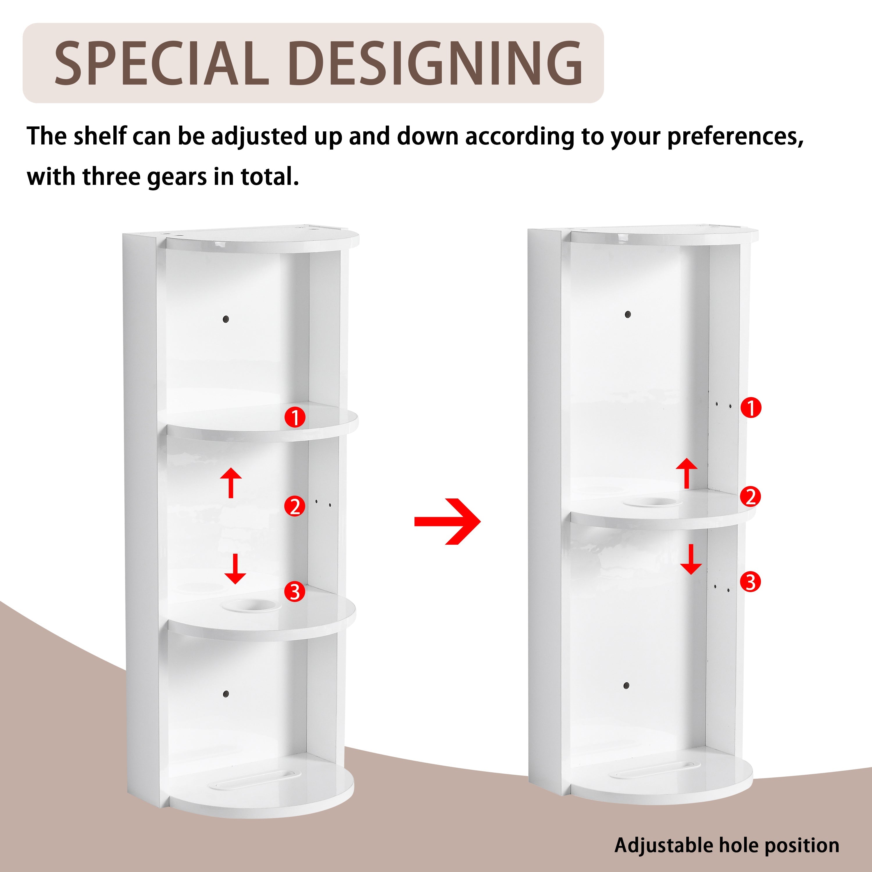 Glossy White 12' Bathroom Wall-Mounted Storage Rack with Float Mounting Design, Durable Plywood