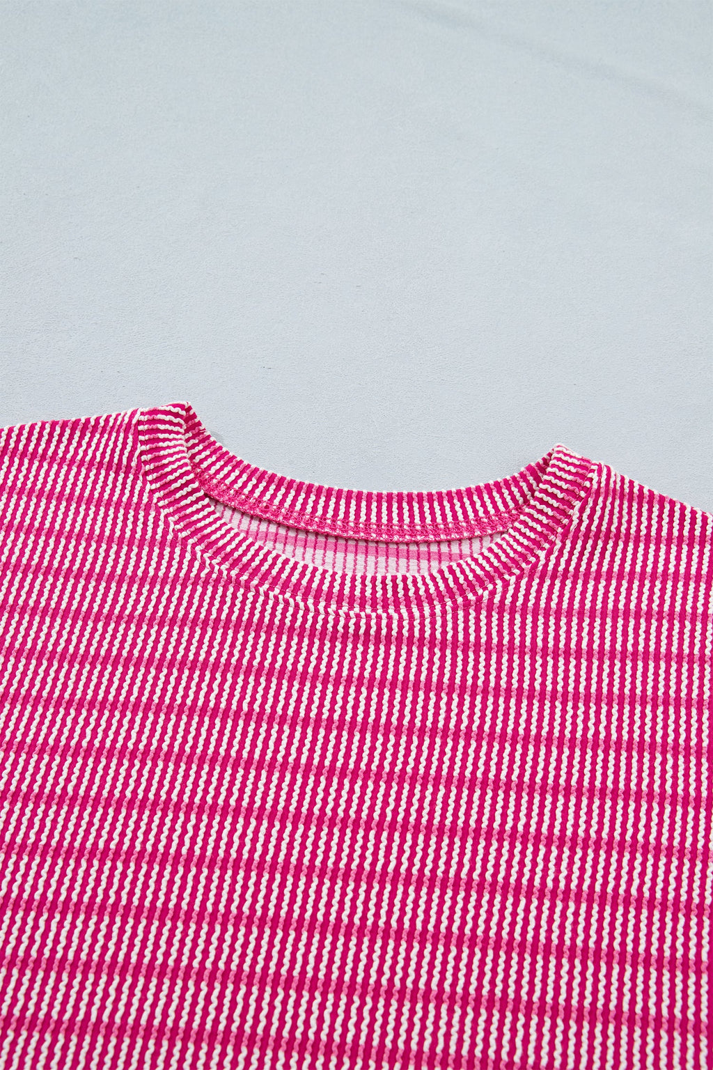 Stripe Ribbed Loose Tee & Drawstring Short Set