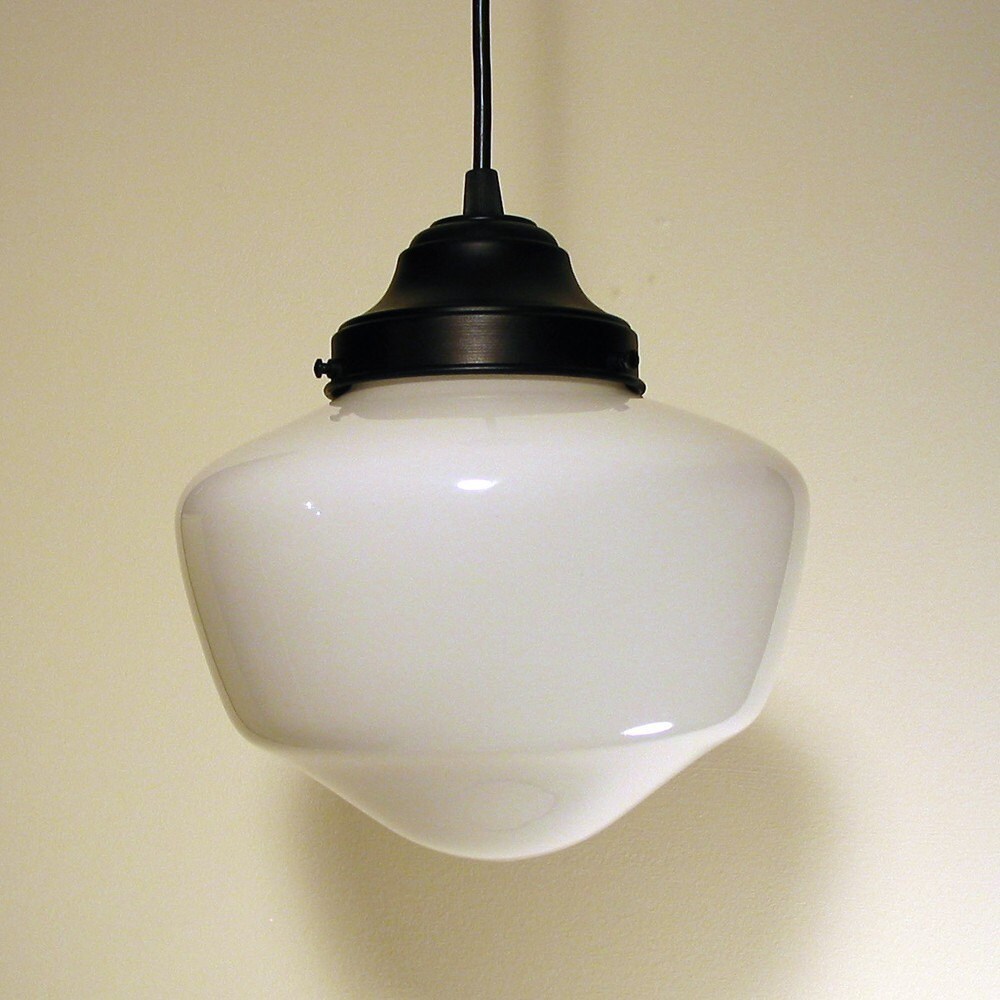 Original Schoolhouse Milk Glass PENDANT LIGHT Fixture
