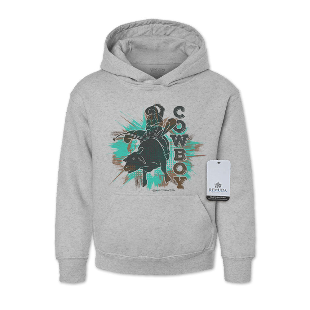 Cowboy Rodeo Bull Rider - Youth Western Pullover Hoodie