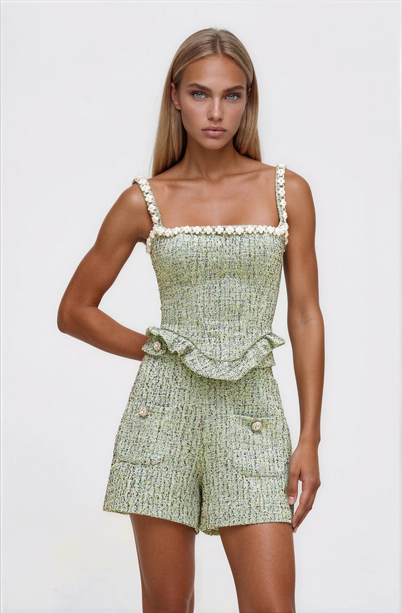 Crystal Tweed Short – Green