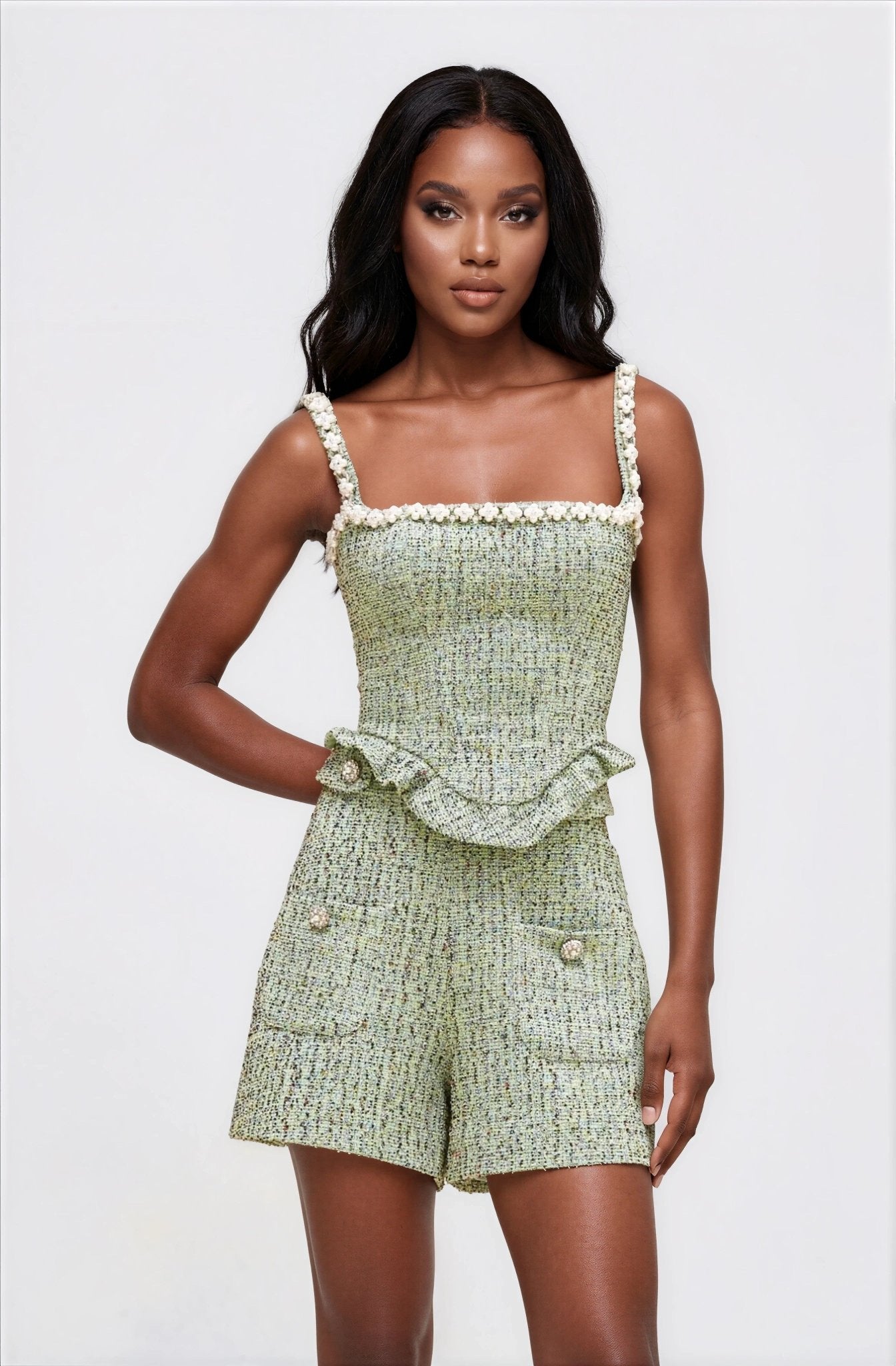 Crystal Tweed Short – Green