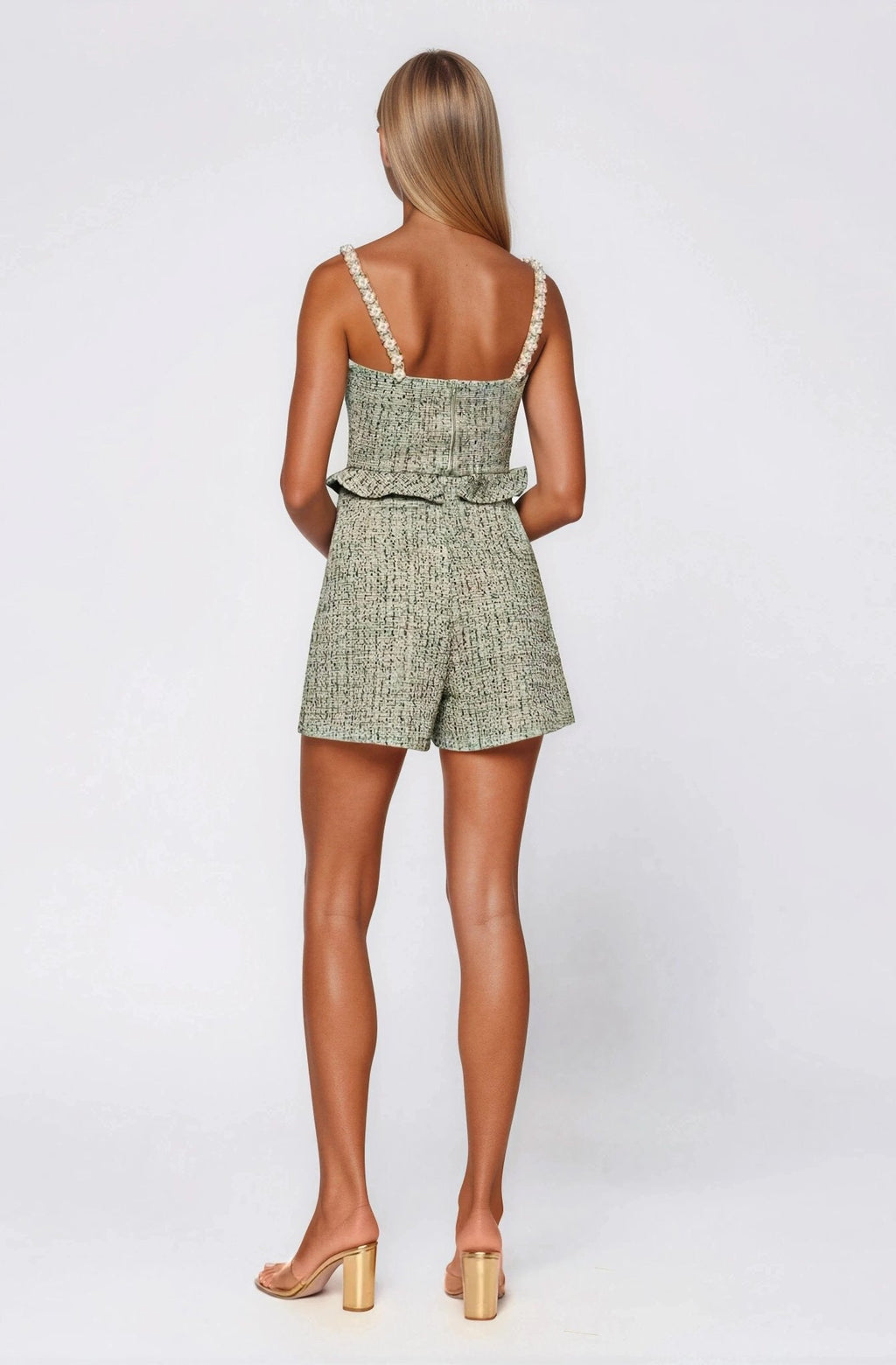Crystal Tweed Top – Green