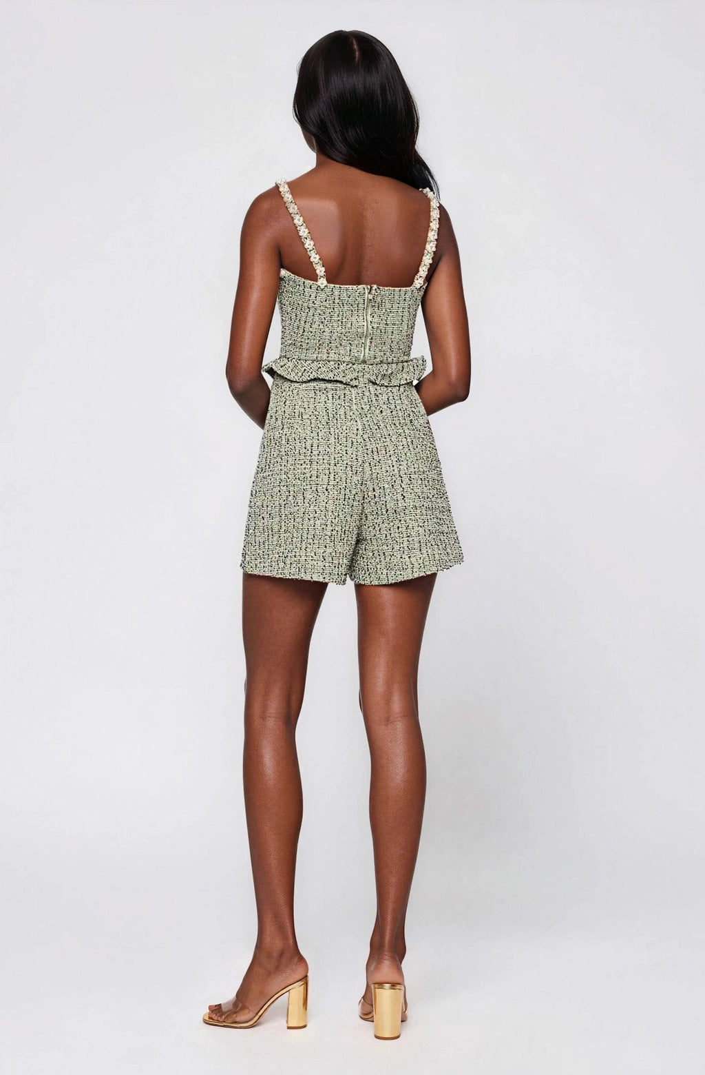 Crystal Tweed Top – Green
