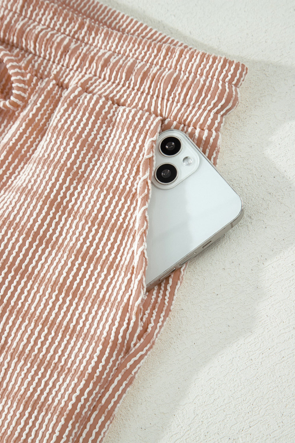 Stripe Ribbed Loose Tee & Drawstring Short Set