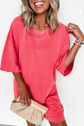 Solid Drop Shoulder Loose T-Shirt Mini Dress
