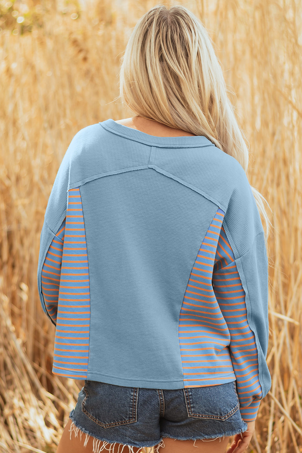 Madison Exposed Seam Waffle Baggy Pullover