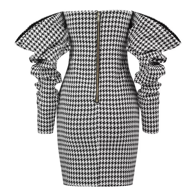 Privilege Houndstooth Dress