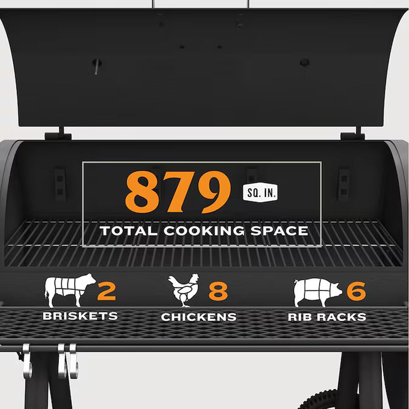 Highland 879-Sq. in Black Horizontal Charcoal Smoker