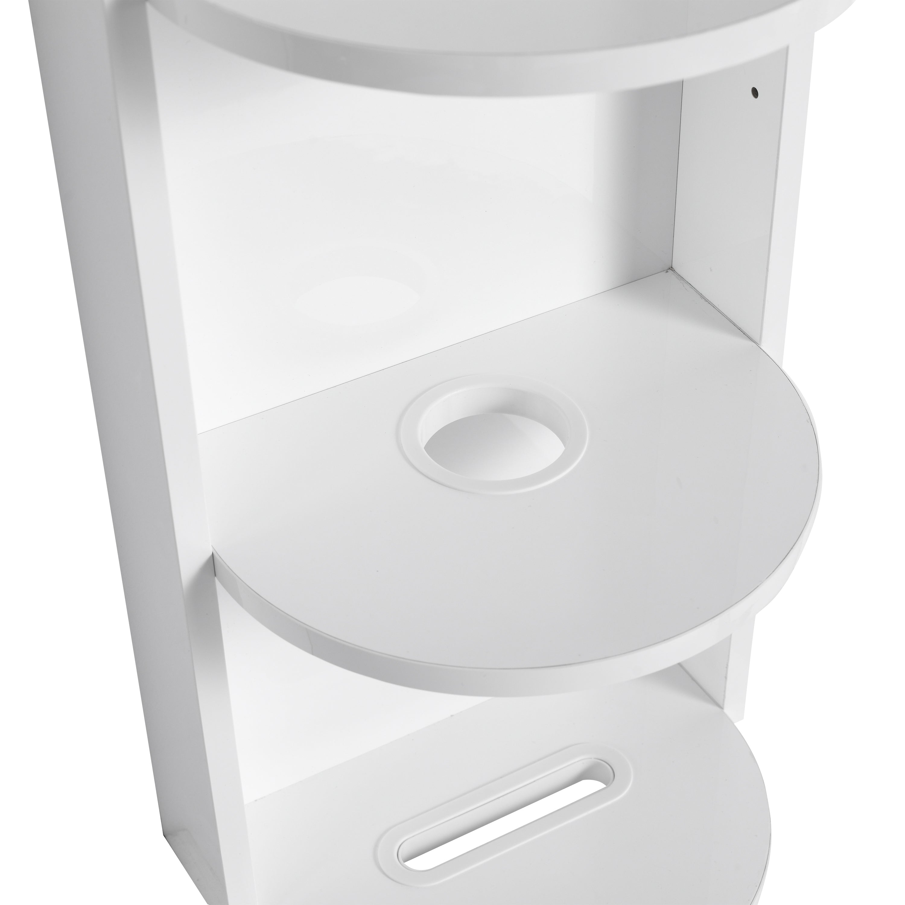 Glossy White 12' Bathroom Wall-Mounted Storage Rack with Float Mounting Design, Durable Plywood