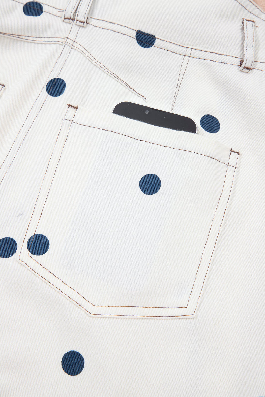 Polka Dot Denim Barrel Leg Overalls Jumpsuit