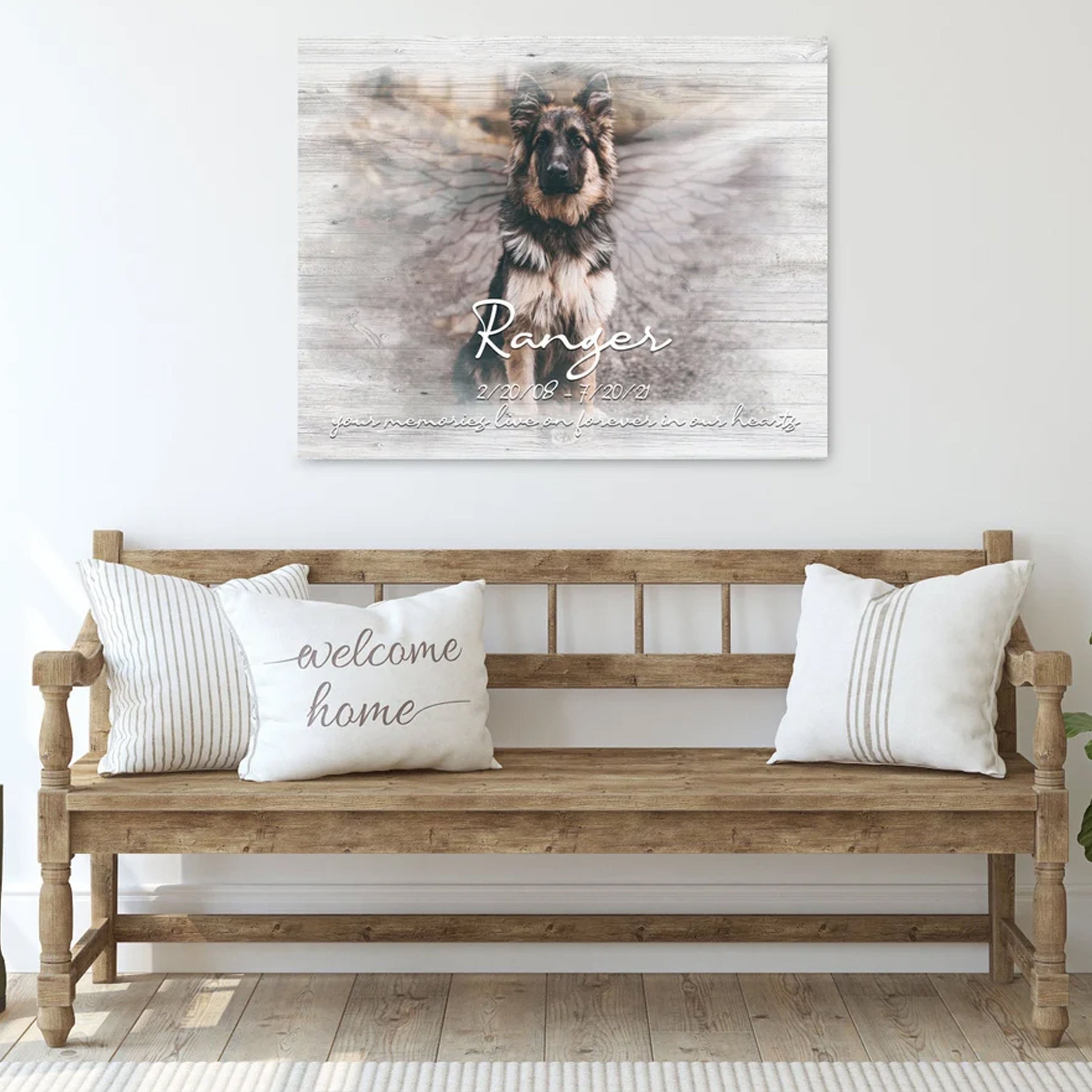 Personalized Dog Memorial Canvas with Paw Print