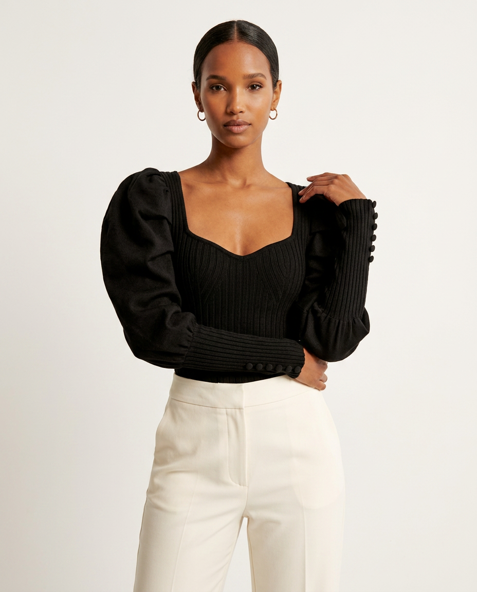 The Audre Sculpted-Sleeve Bodysuit