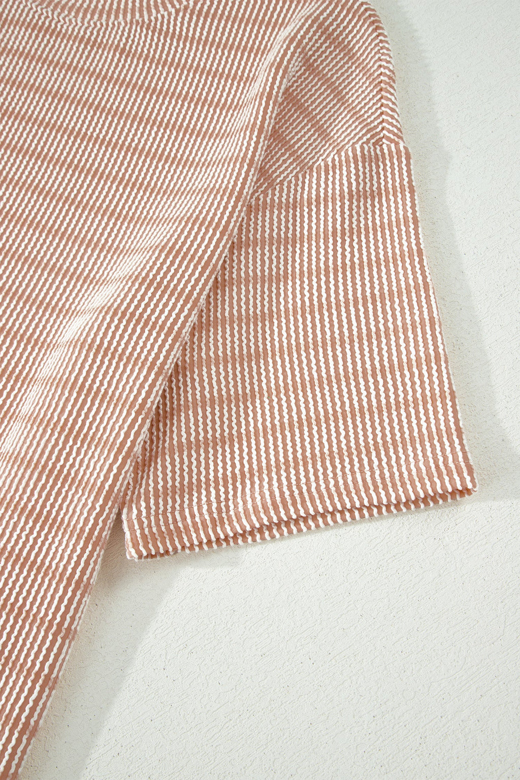 Stripe Ribbed Loose Tee & Drawstring Short Set