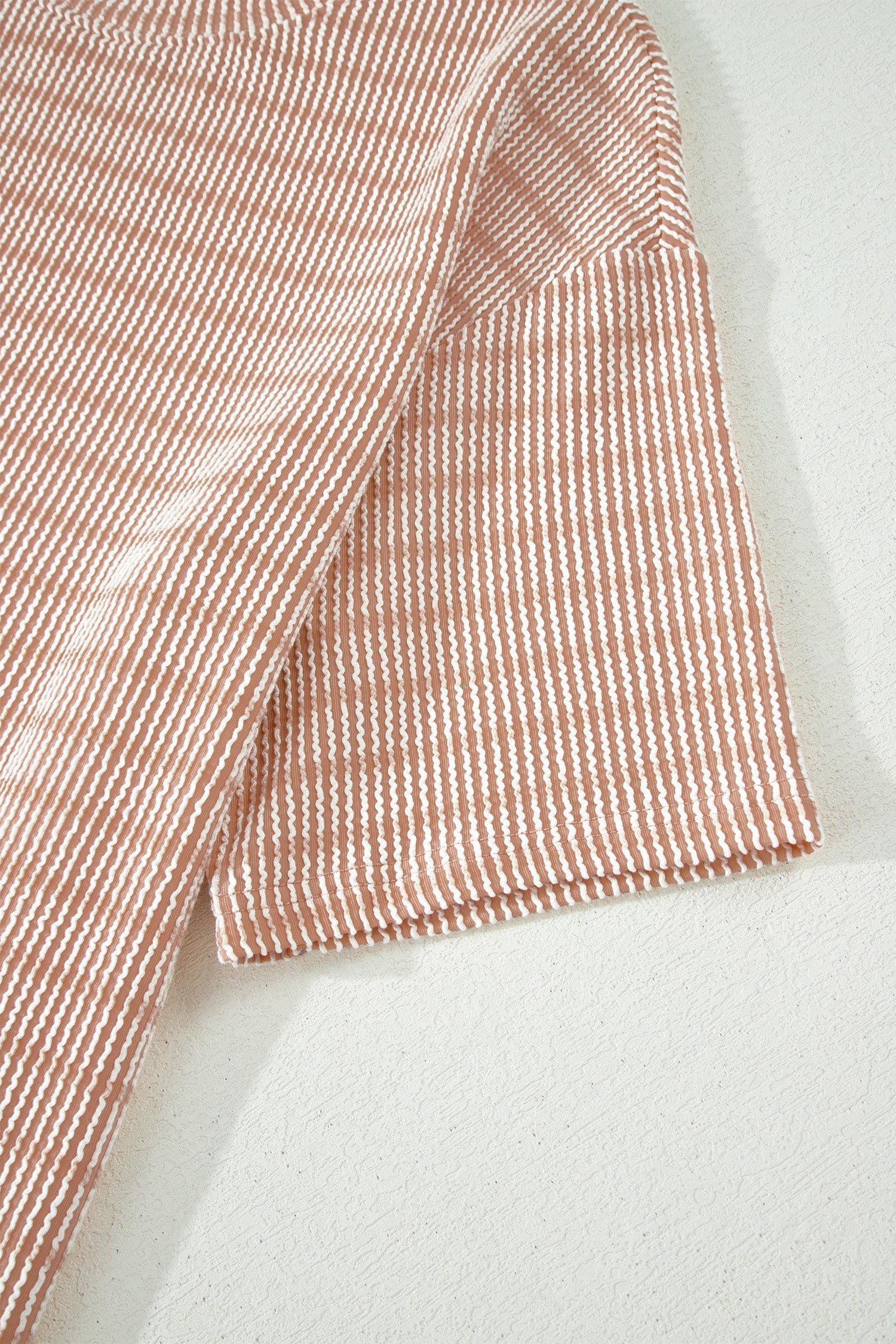 Stripe Ribbed Loose Tee & Drawstring Short Set