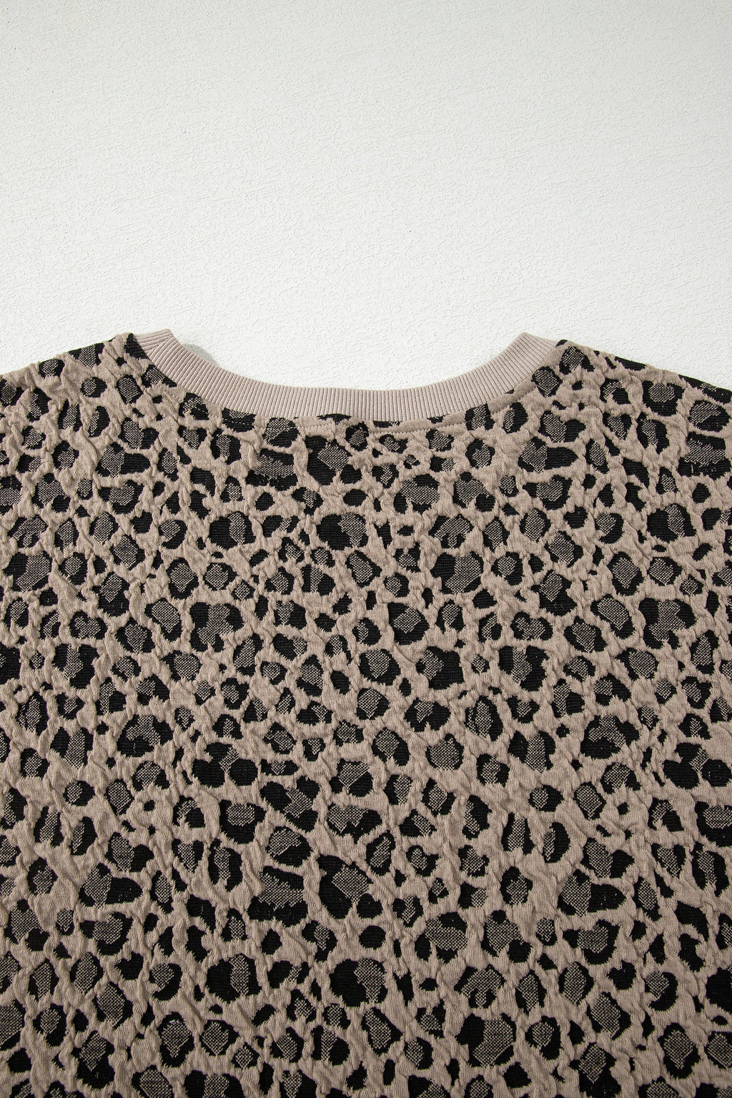 Plus Size Leopard Textured Short Sleeve T-Shirt