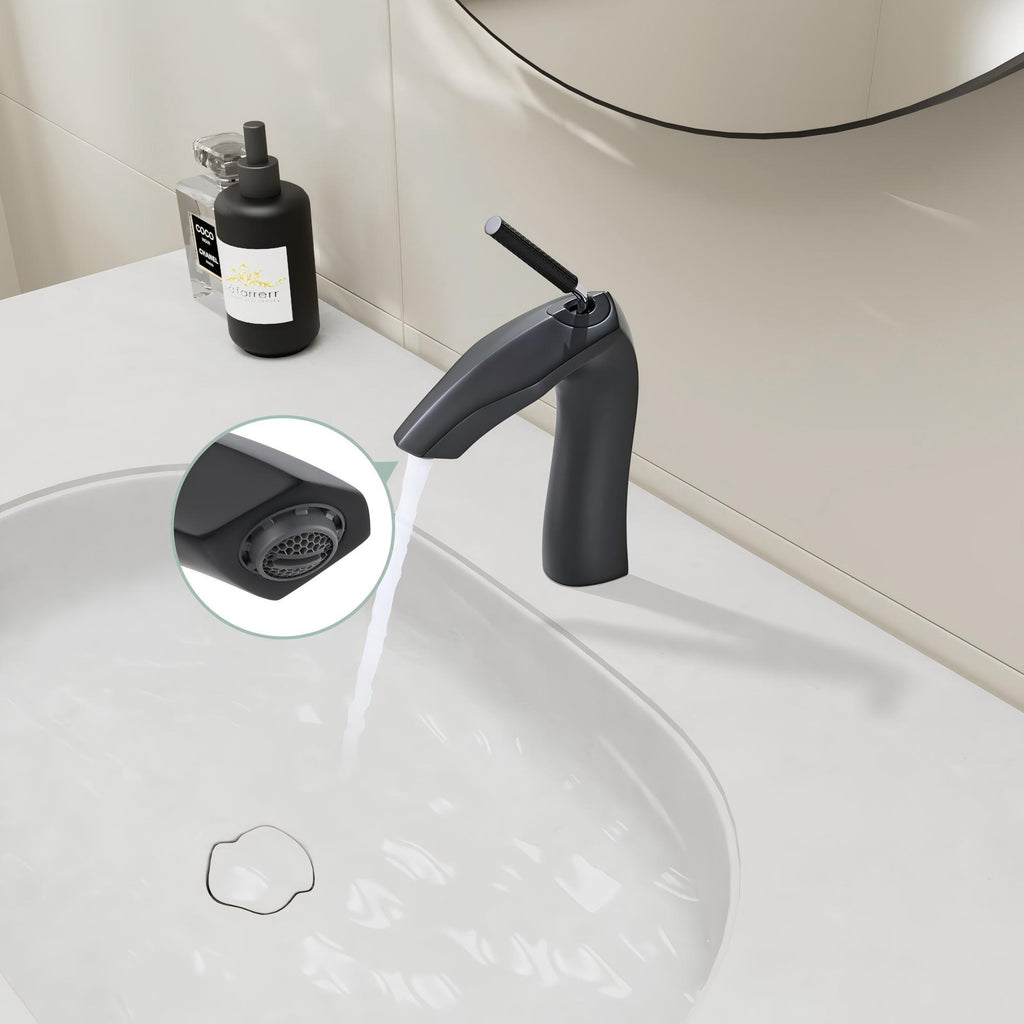 Matte Black Single Handle Basin Faucet | Brass, 7.99 in.
